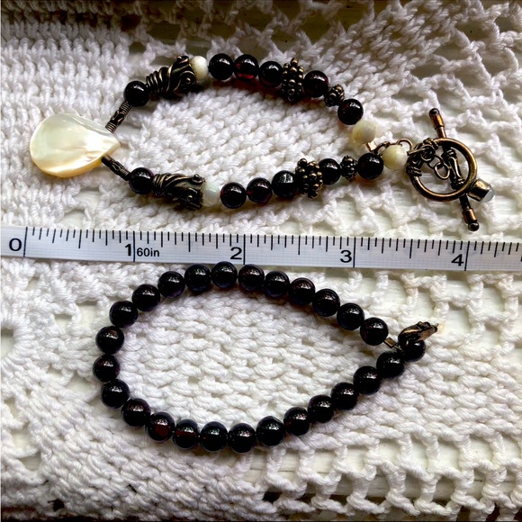 Bronze Garnet Earrings and Bracelets Set - Picture 7 of 7